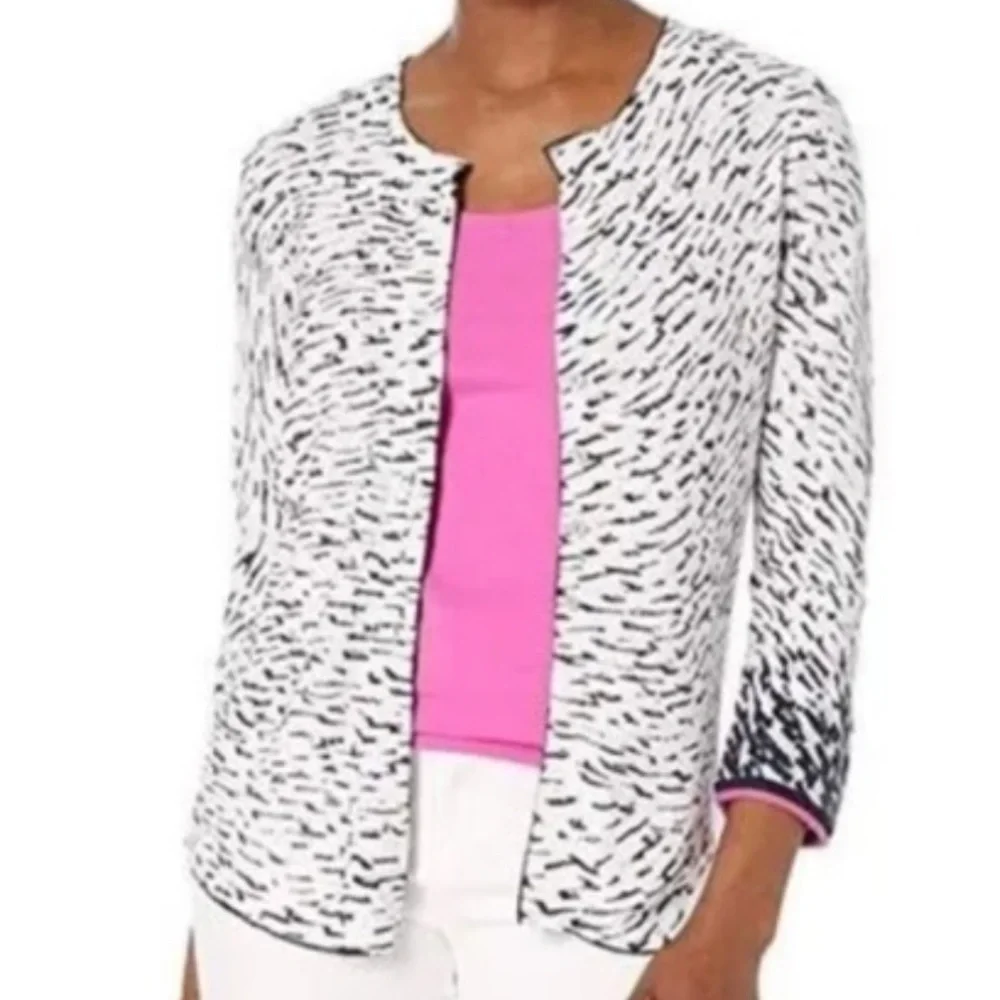 NIC + ZOE Black & White Patterned Pick-Up Cardy PM - Picture 7 of 7
